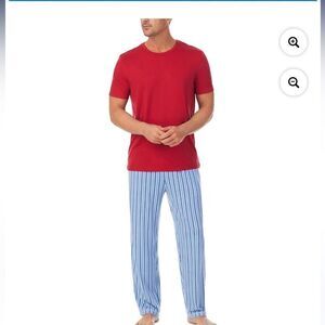 Cuddl Duds Men's 2-Pc. T-Shirt & Pants Pajama
Set - Light Blue Stripes, new